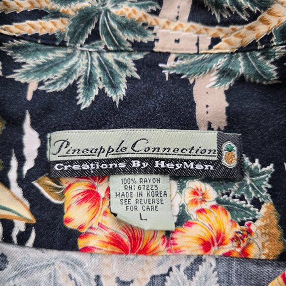 Pineapple Connection Hawaiian Shirt Mens Large 100% Rayon Summer Beach AOP - Picture 6 of 7